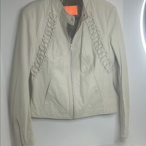 Blink Women's Light Cream Leather Jacket